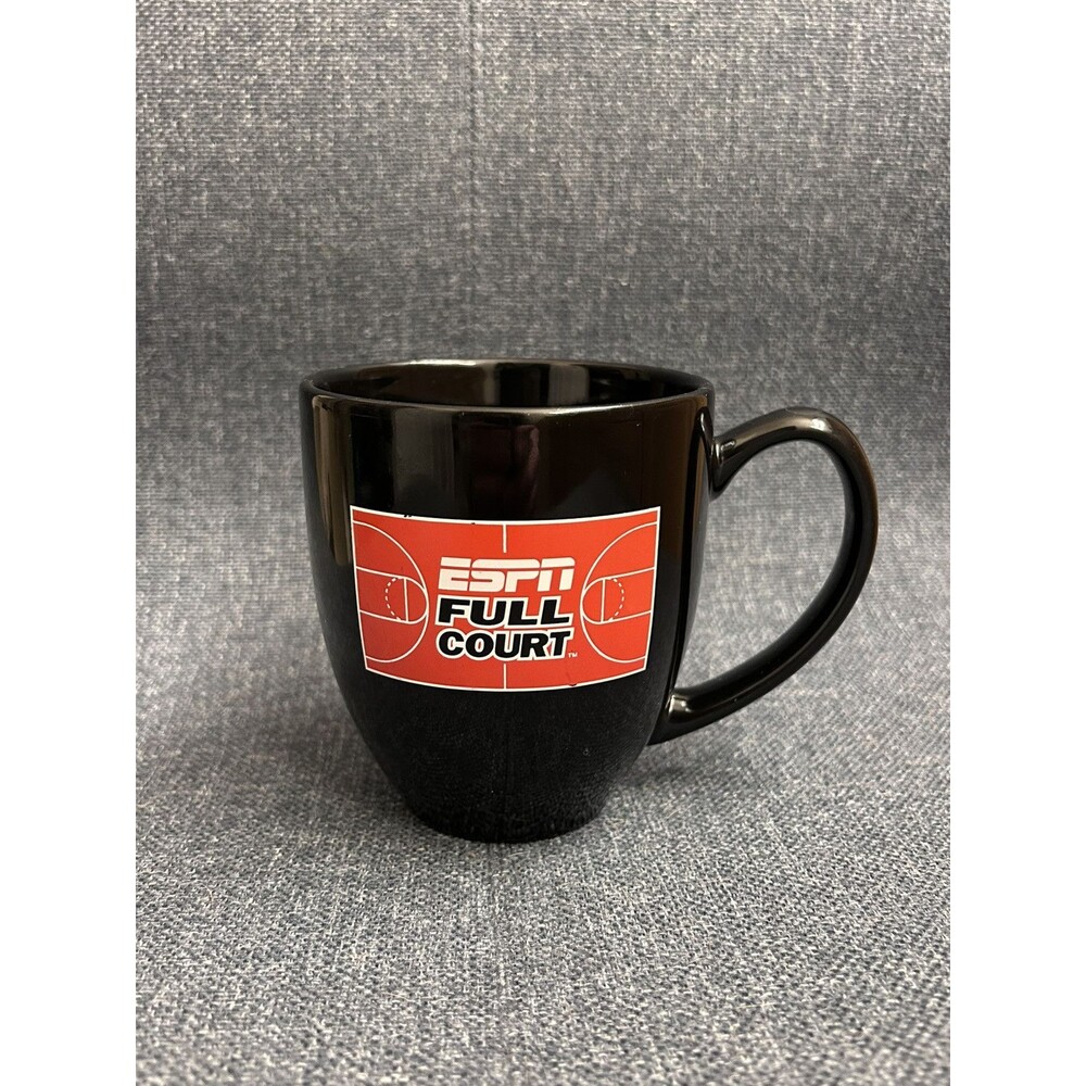 Vintage Ceramic Black ESPN Full Court Basketball Coffee Cup Mug